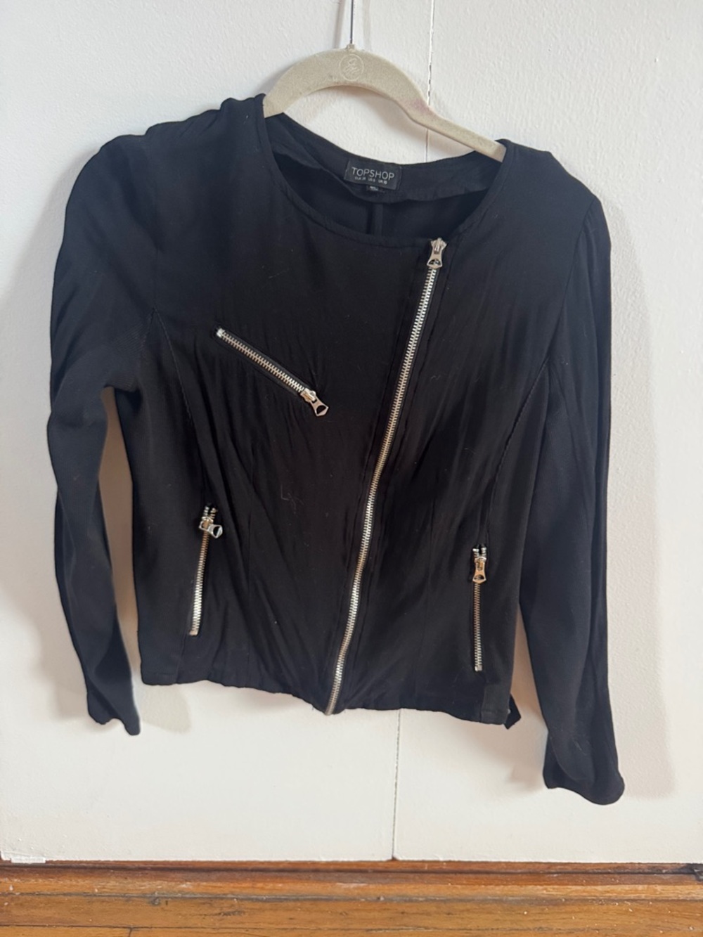 Topshop Black Zip-Front Moto Jacket